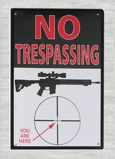 No trespassing gun tin metal sign house interior decoration items
