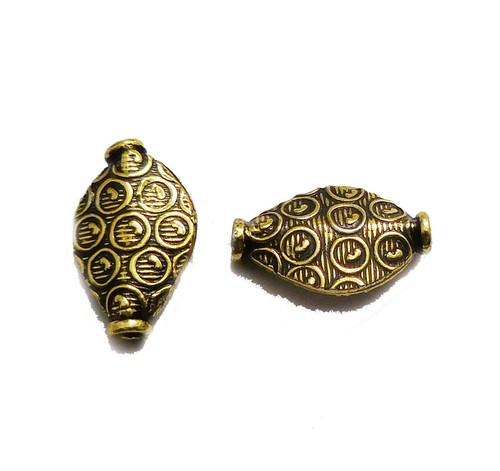 30 Perles Entretoises Ovale Texturé Cuivre Oxydé - 20x10mm, Trou 1-1,5mm