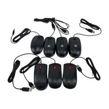 Mix lot of 7 - BLACK WIRED OPTICAL COMPUTER MICE HP  LENOVO OPEN BOX 