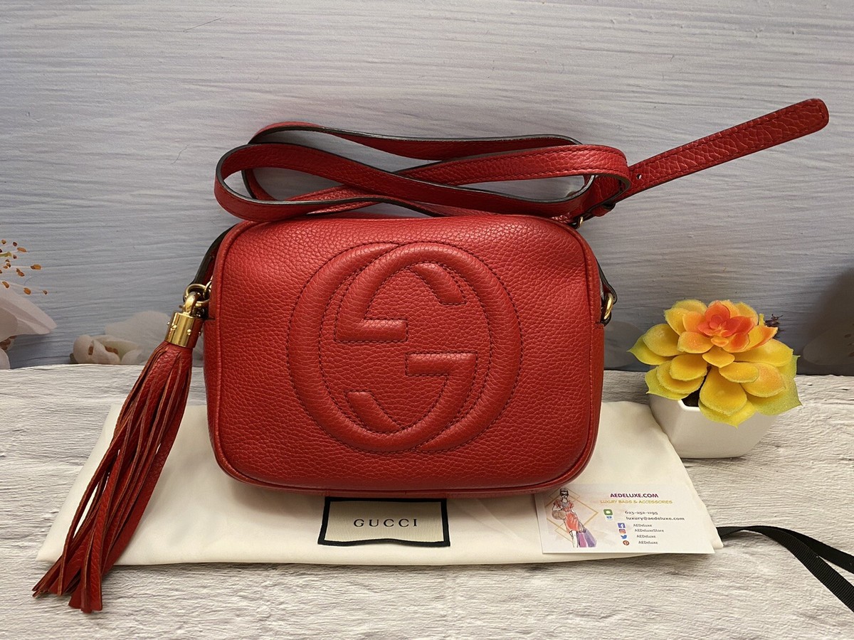 🌸 GUCCI Soho Disco Red Leather Crossbody Purse (0290) + 🌸 GUCCI Soho Disco Red Leather Crossbody Purse (0290) +