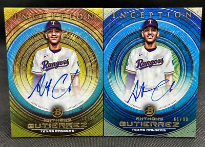 2022 Bowman Inception Anthony Gutierrez  Prospect Auto Lot /50 & /99 Rangers