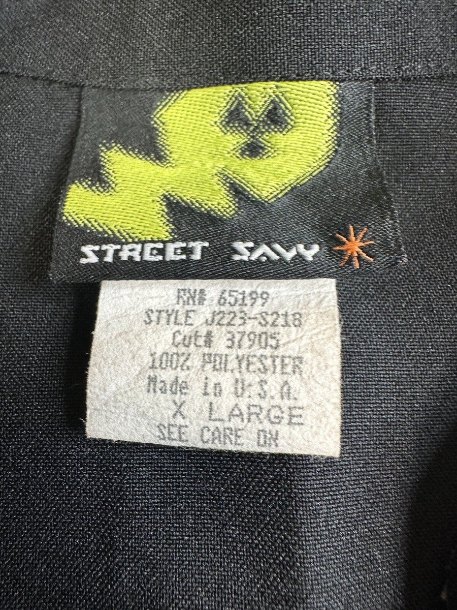 VTG 90s Y2K STREET SAVY Graphic Shirt XL Button Up Short Sleeve