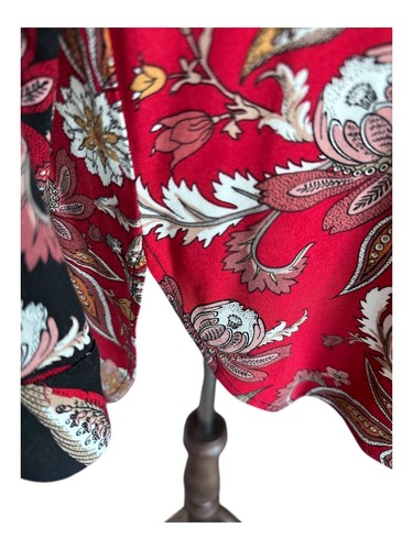 Reverly Womens Tunic Top Sz L Rose Floral Blouse BoHo Long Sleeves Artsy Hippie - Picture 8 of 22
