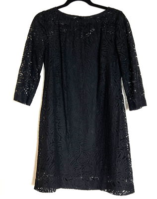 TRINA TURK Black Cotton Blend Lace Dress with Slip - Size 4 - 3/4 Sleeves |  eBay