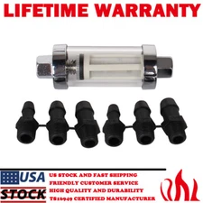Universal 1/4" 5/16 3/8" Chrome Glass Clear View Washable Inline Gas Fuel Filter