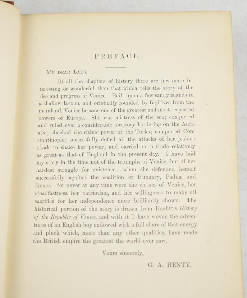 G. A. HENTY The Lion of St. Mark. A Tale of Venice. Blackie & Son 1889