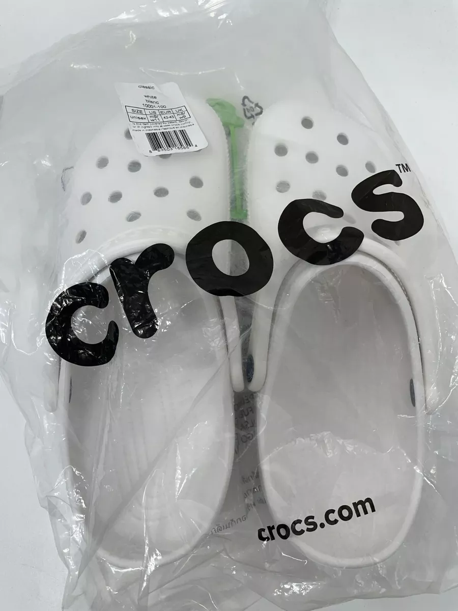 Crocs Unisex M9 W11 Classic Clogs White Comfort Water Friendly