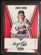 2019 USA Stars & Stripes On Card Auto Black ink 145/499 Avery Short 18U🔥⚾️🔥
