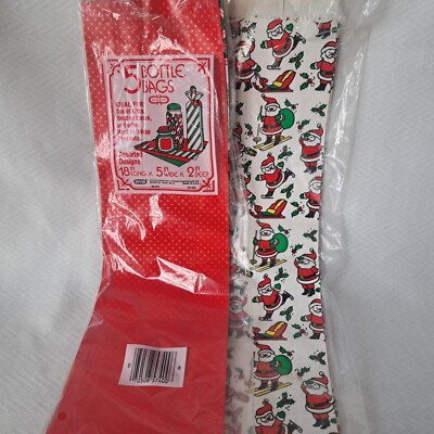 Vintage Cleo Wrapping Paper Bottle Bags Christmas Lot Of 7