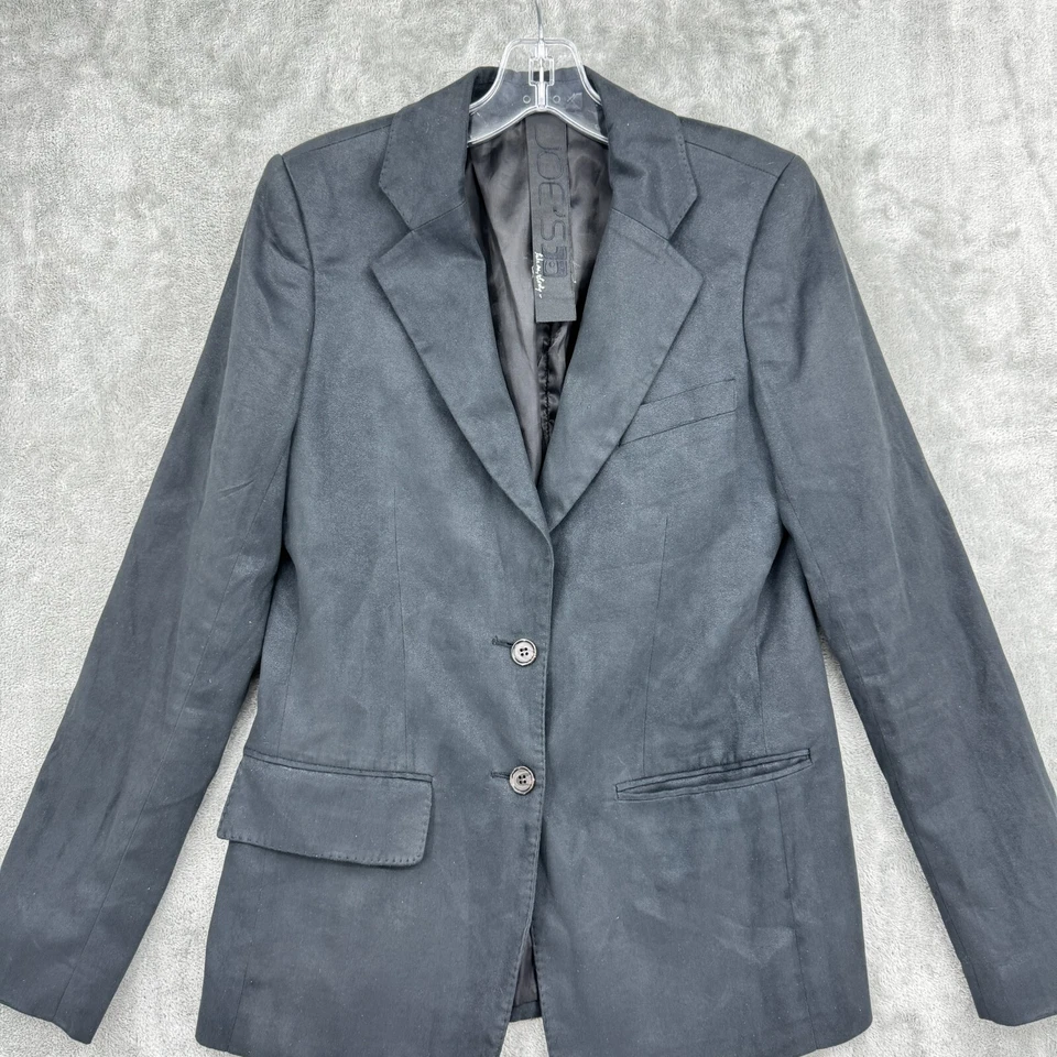 Chaqueta Joes Jeans Mujer Pequeña Vegana Gamuza Botón Carrera Oficina Minimalista Negra Foto 3 de 4