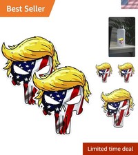 Trumpisher Skull American Flag Vinyl Decal 2 Pack - 4x4 Inches, Waterproof