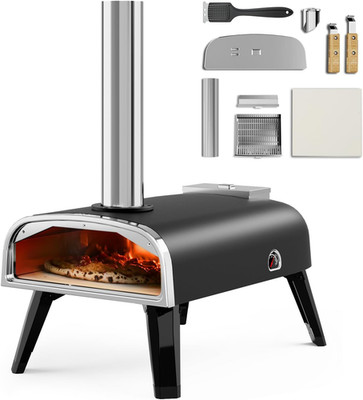 Pizza Oven Outdoor 12'' Wood Fired Pizza Ovens Pellet Pizza Stove for Outside, Po