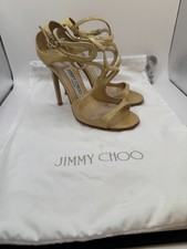 Tacones Jimmy Choo de charol desnudo con tiras talla 34,5 autenticados por la UE