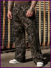 New Jogger Straight Trendy Fitness Pants Men's Camouflage Wide Leg Pants