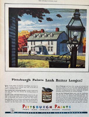 1948 Pittsburgh Paints Look Better Longer House Colonial Chemicals VTG Print Ad