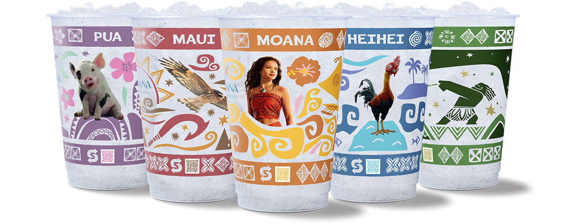 Disney Moana 2 Subway Collector Cup Complete Set of 5 w/ Lids NEW