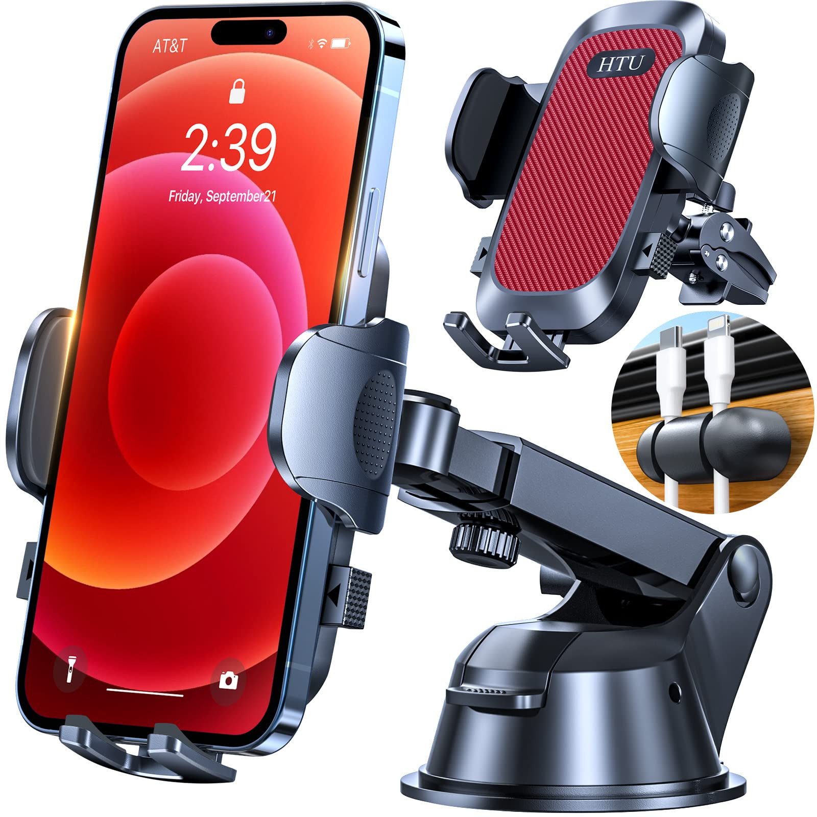 [True Military-Grade] Car Phone Holder【2025 Stronger Suction & Clip】 Universa...