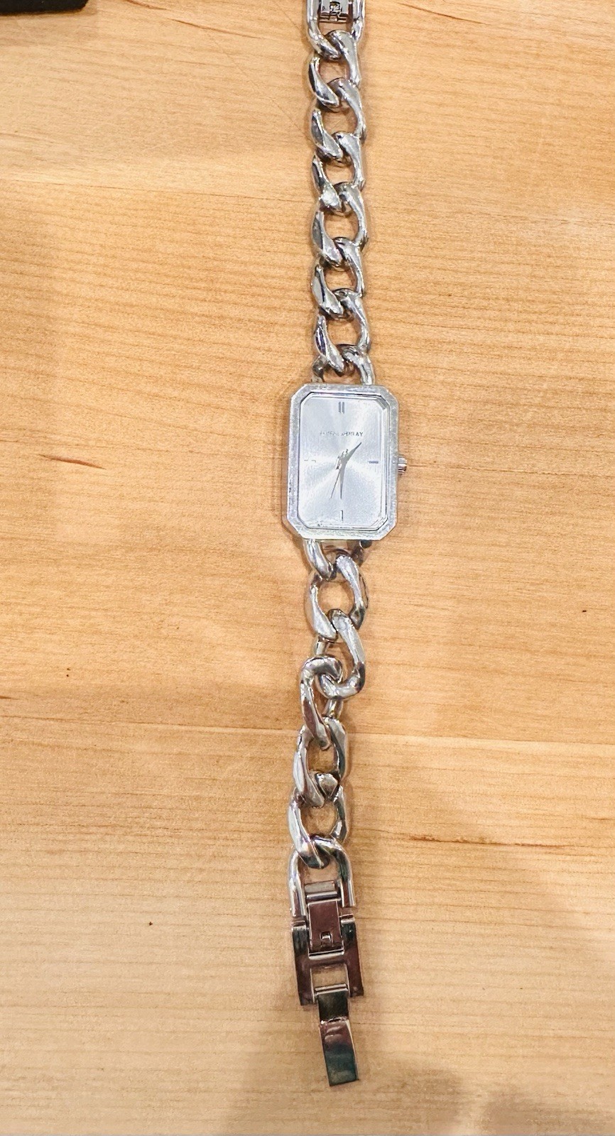 Laura Ashley Silver Tone Rectangular Chain Link B… - image 1