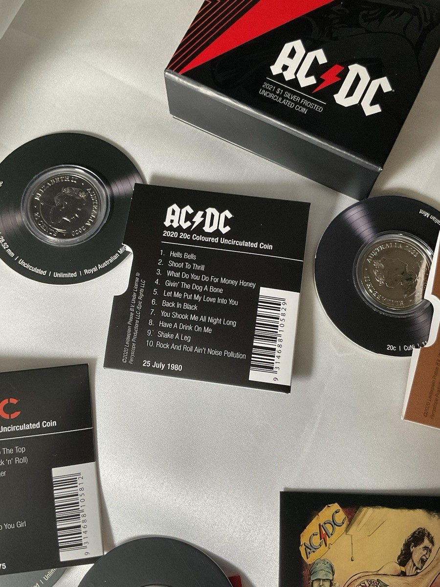 2021 Australia $1 ACDC 1oz FROSTED SILVER COIN/Metal Mint# Tag in