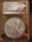 2025 (P) $1 American Silver Eagle Eagle Privy NGC MS70 Early Releases Vegas.