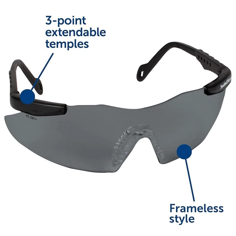 Smith & Wesson 19823 Gris Humo Gafas de Trabajo Gafas de Sol de Seguridad UV ANSI Z87+ Foto 3 de 3