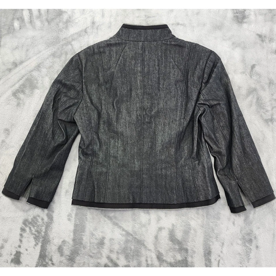Chaqueta Denim Worth Militar Botón Frontal Talla 2 Desteñida Negra Elastizada Oficina Gótica Foto 3 de 4