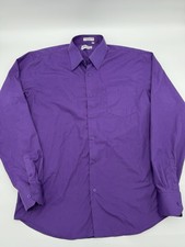 BERLIONI ITALY MEN'S DRESS SHIRT FRENCH CONVERTIBLE CUFF LONG SLEEVE PURPLE