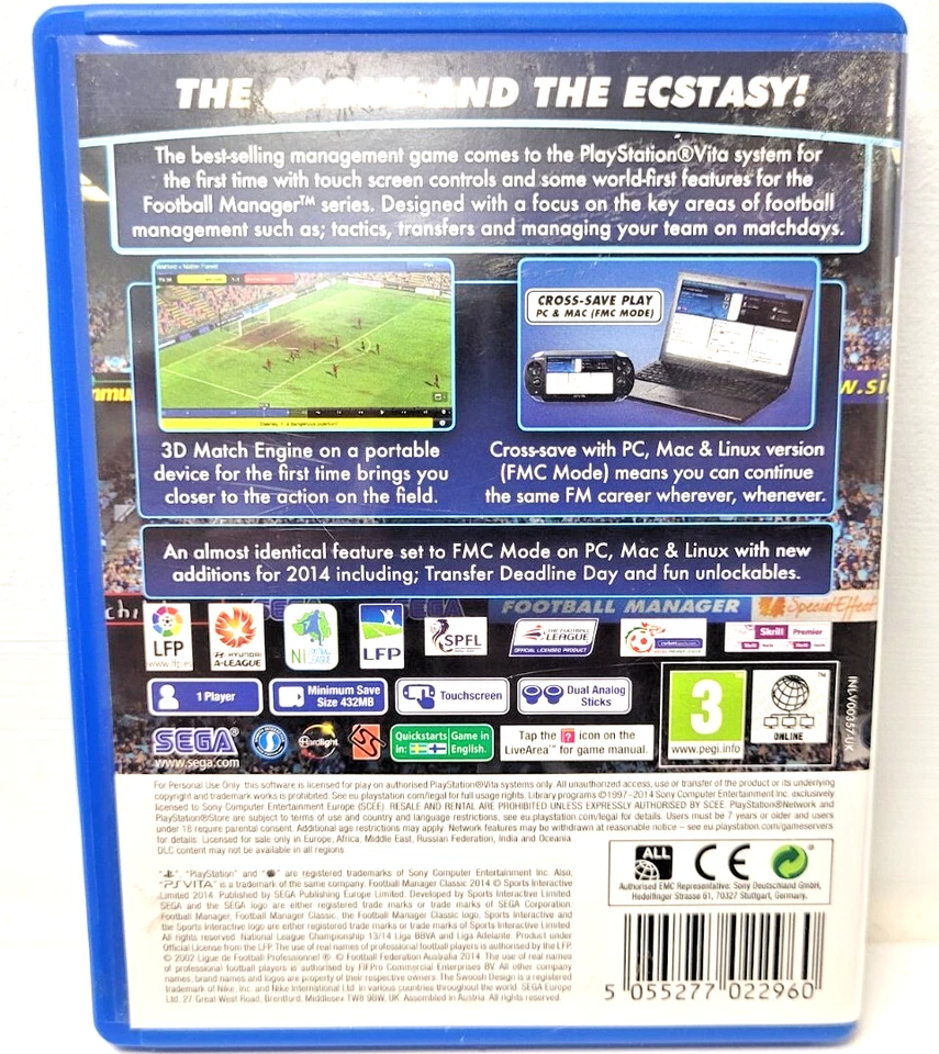 Football Manager Classic 2014 PS Vita Playstation PS Vita With Manual PEGI 3 - Image 2 of 4