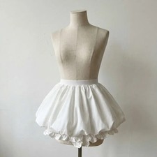 New White Balloon Mini Skirt with Elastic Waist