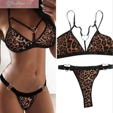 Bikini donna sexy leopardato imbottito push up set costume da bagno spiaggia reggiseno perizoma costume da bagno