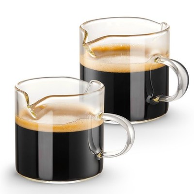 Tazas de espresso de 4 oz con doble boquilla, vasos de chupito con asa
