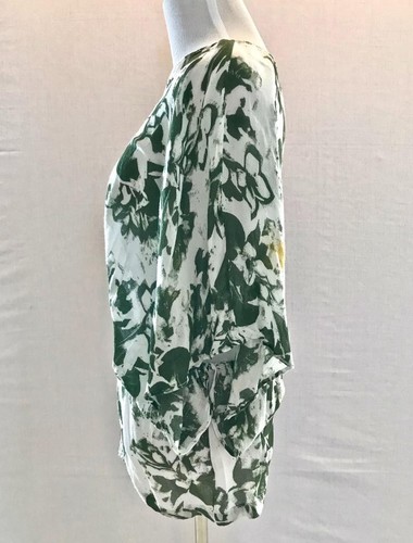 Anthropologie Sam & Lavi Tunic Top Size Small Green White Floral Dolman Sleeve - Picture 3 of 5