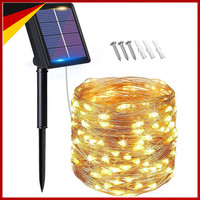 Solar Lichterkette 10M 100 Led IP64 Wasserdicht 8 Modi FüR Garten Terrasse AußEn