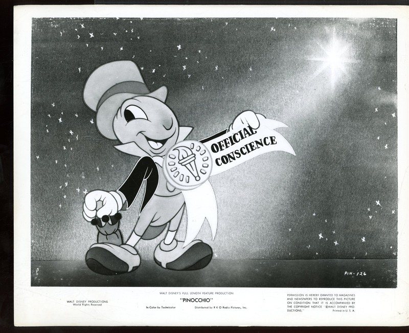 PINOCCHIO Original 1945 RKO 8 x 10 Disney Film Still JIMINY CRICKET Ex vv