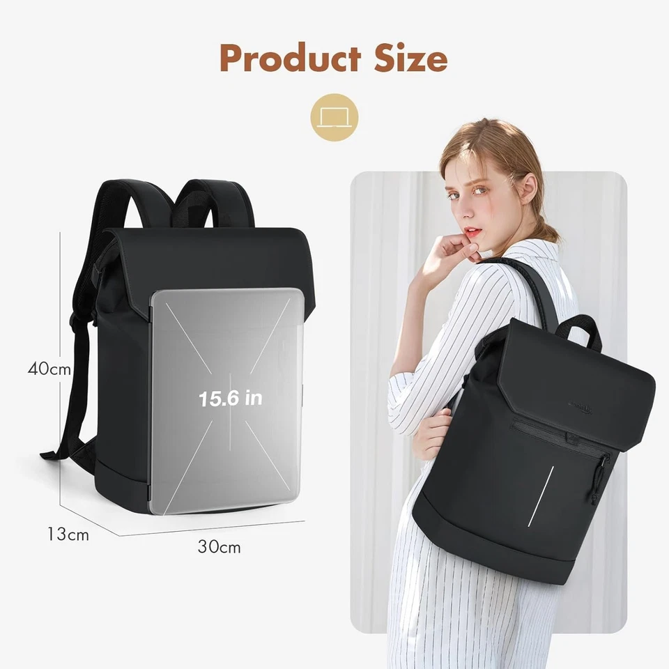 Lekeinchi Rucksack Damen - Laptop Rucksack Mit 15,6 Zoll Laptopfach, Elegant Day - Bild 4 von 4