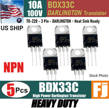 5x BDX33 BDX33C NPN Darlington Power Transistors 100V 10A TO-220  US Ship