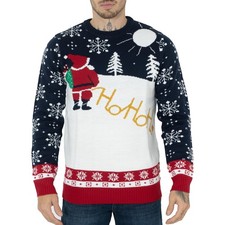 NOROZE Navidad Hombre Jerséis | Novedad Tejido Ligero Papá Noel Estampado Jumpe