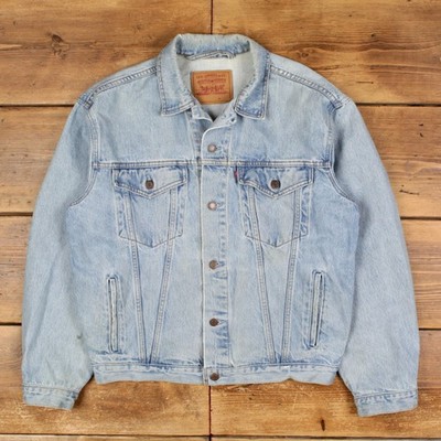 Vintage Levi's Workwear Jacke M Denim Trucker Patchwork Blau Damen