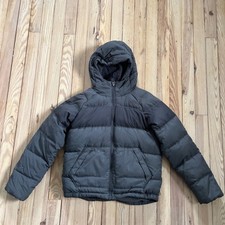 North Face 550 Down fill Puffer winter Jacket Hooded Kids Boys Medium 10 12 Grey