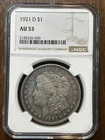 1921 D Morgan Silver Dollar Denver NGC (AU53)