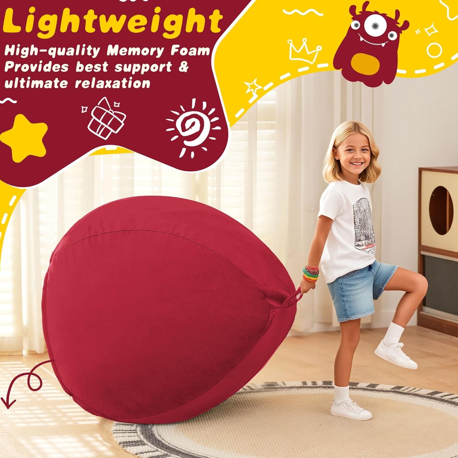 HABUTWAY 2FT Bean Bag Chair, 2' Beanbags Small Bean Bag Chairs with Filling,