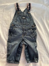 Oshkosh Bib 6 Month Denim Overalls Boys Girls Snap Crotch Vintage Baby Country