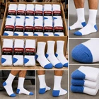 Wholesale Bulk Lots Men's White/Blue Sports Casual Cotton Crew Socks 9-11 10-13