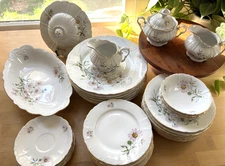 Bohemia Ceramic BOH25 Pink Daisy Gold Rim China – Czech Porcelain – Choose Piece