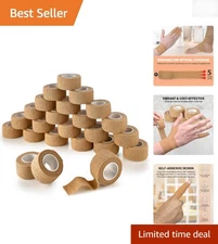 Lightweight Cohesive Wrap Tape 1" x 5 Yards - 24 Pack for Skin & Joint Support