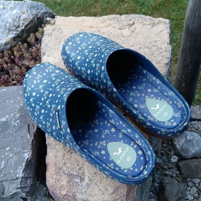 Damen clogs 42 Muster blaugemustert Blümchenmuster Garten Freizeit  BLACKFOX