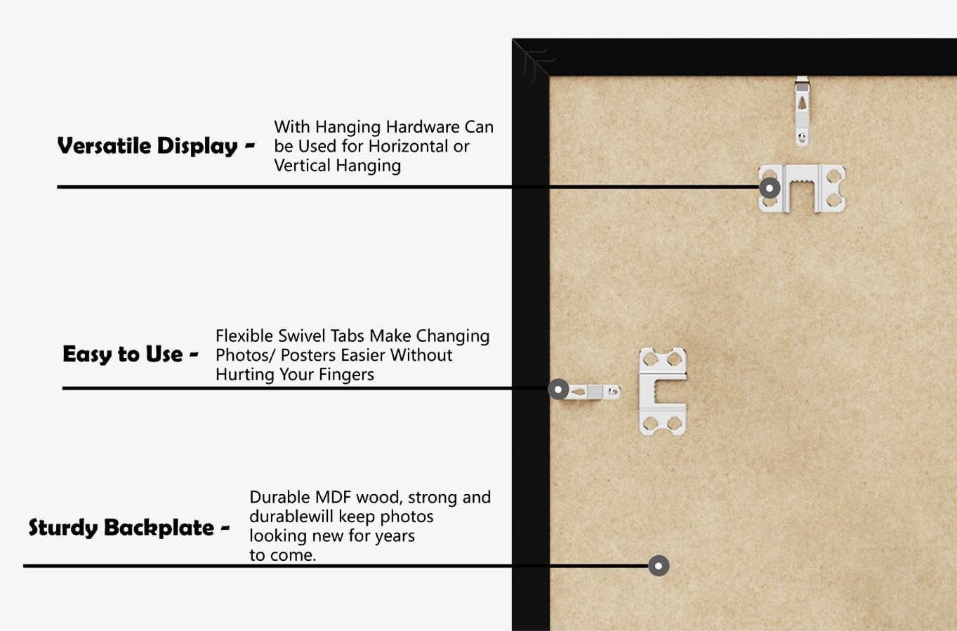 PEALSN 9x12 Picture Frame, Display Pictures 6 x 8 with Mat or 9 x 12 Without Mat