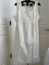 Gap Maternity Dress Cotton Ivory White Embroidered Button Front Round Neck XXL