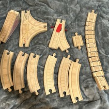 Wooden Train tracks Lot Switch bridge Curve Compatible w/Thomas Brio Imagination