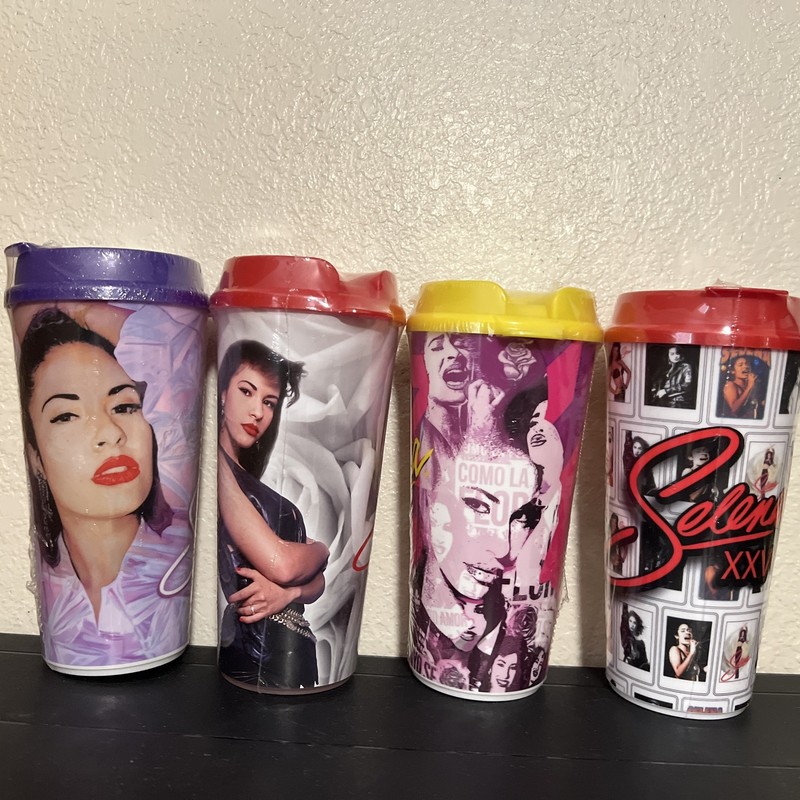 Set Of 4 Commemorative Selena Quintanilla XXV Stripes Cups